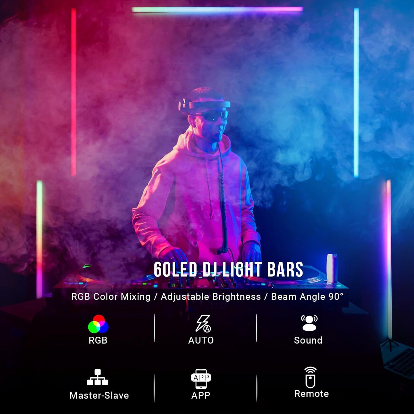 60LED APP Control RGB 3in1 LED DJ Pixel Effect Light Bar with Remote and Tripod, Free Shipping to US