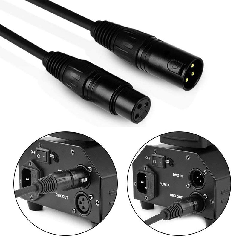 3.3FT 1M Flexible DMX Cable 3 Pin Signal XLR Male to Female DMX Cable for DJ Stage Lights