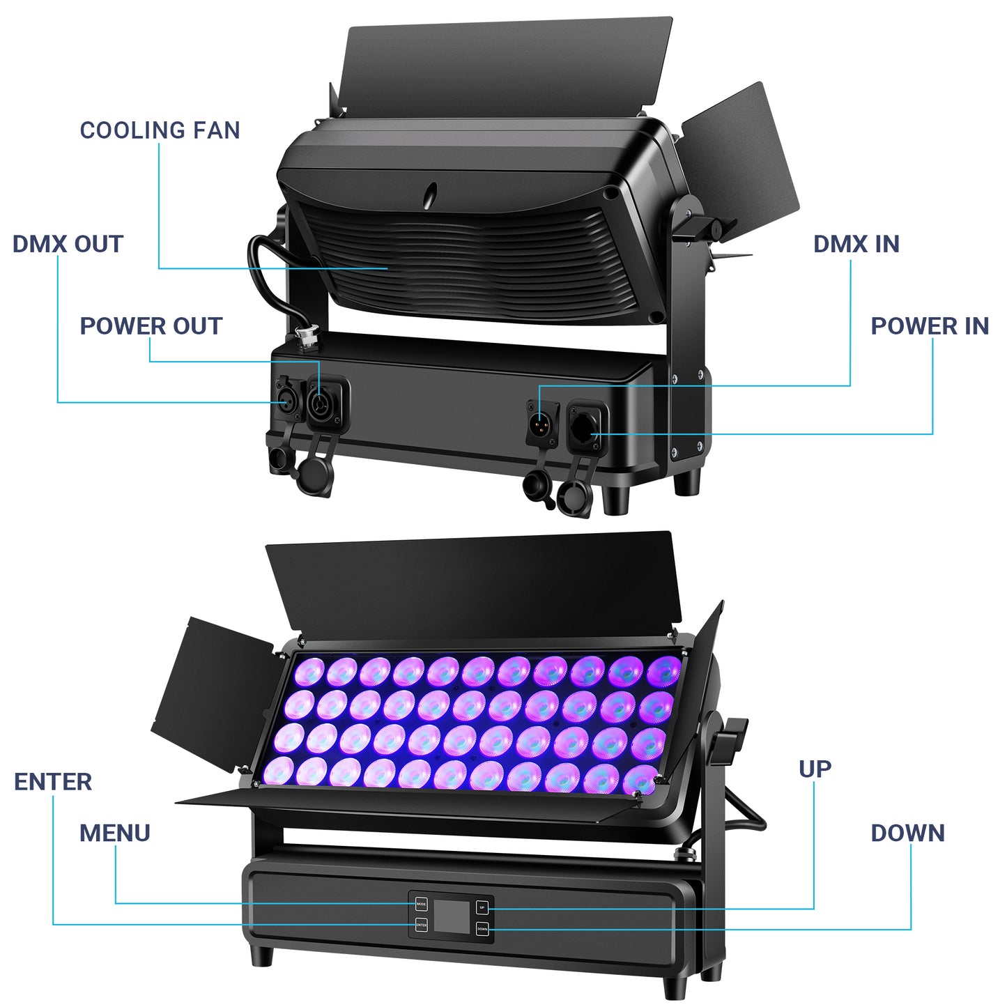 600W RGBW 4in1 LED Outdoor IP65 Wash Light with Barn Door