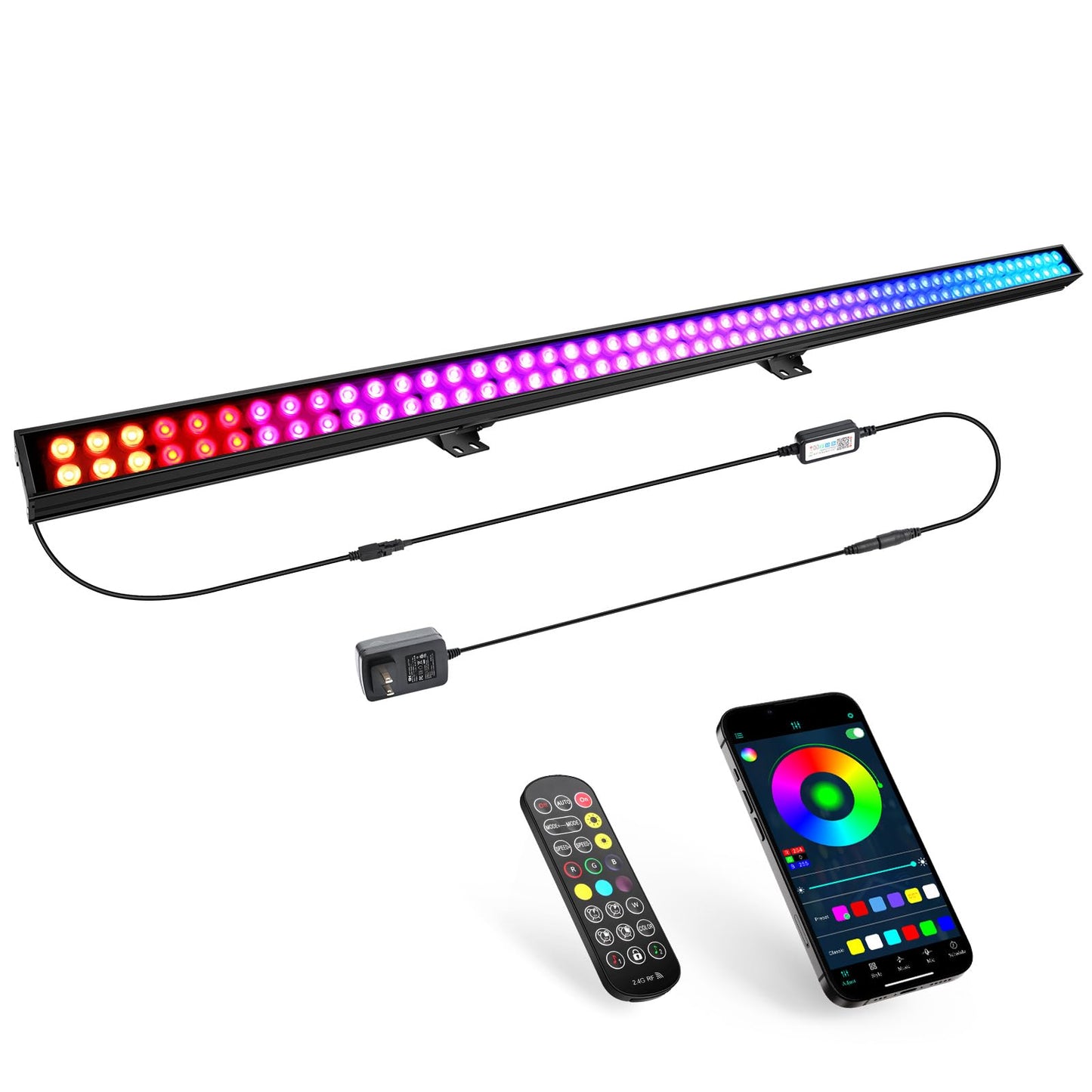 108pcs RGB 3in1 LED Wall Wash Light Bar APP and Remote Control for Wedding Uplighting Background Lighting