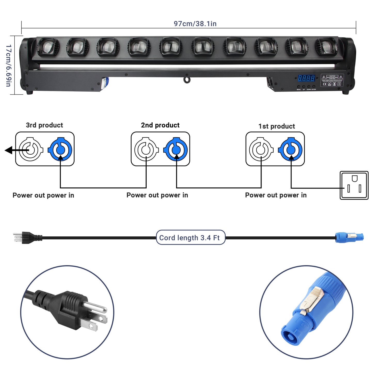 10x30W LED RGBW 4in1 Beam Moving Head Light Bar