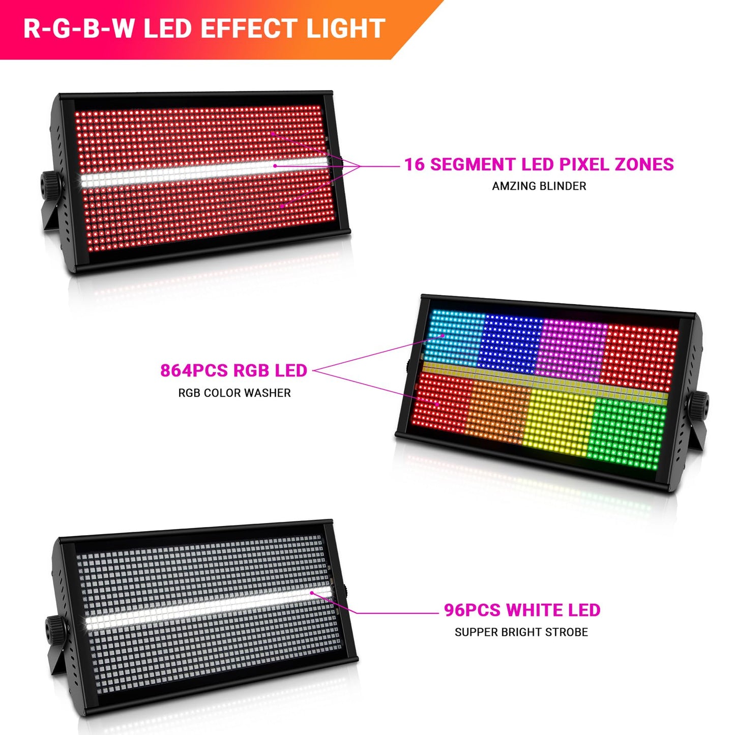 500W 960LED RGB+W DJ Strobe Light Zone Control for Stage Party Light