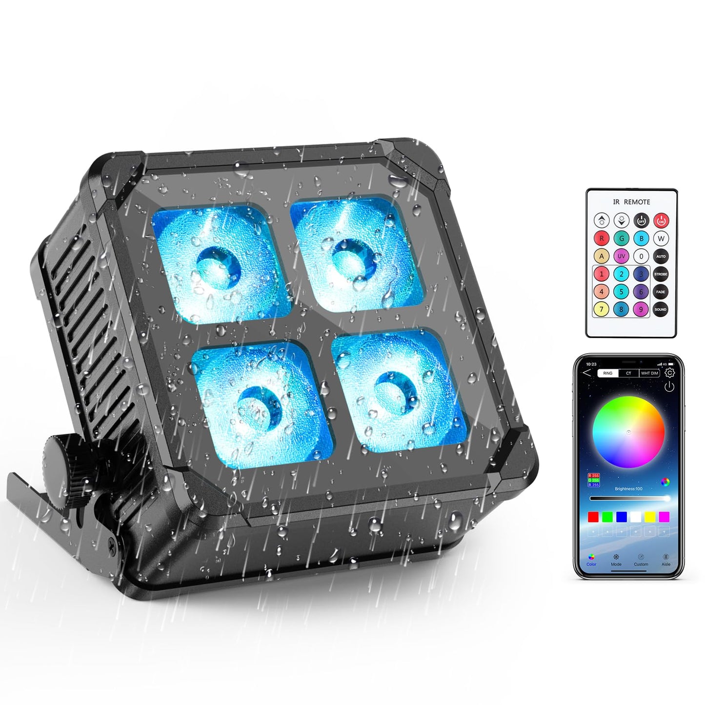 Outdoor 60W RGBWAUV 6IN1 Battery Powered Wifi APP Control Par Light with 2.4G Wireless DMX