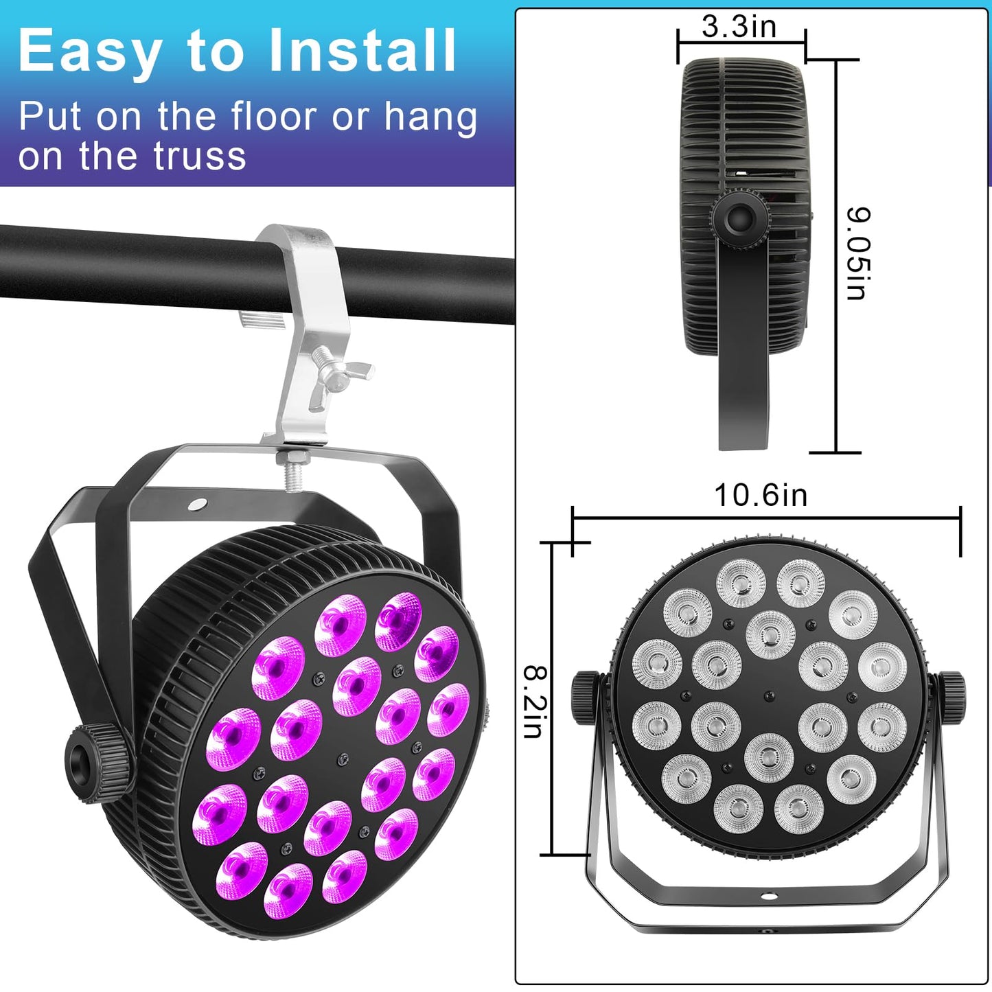 LaluceNatz 18x12W RGBWAUV 6in1 Aluminum LED Par Light