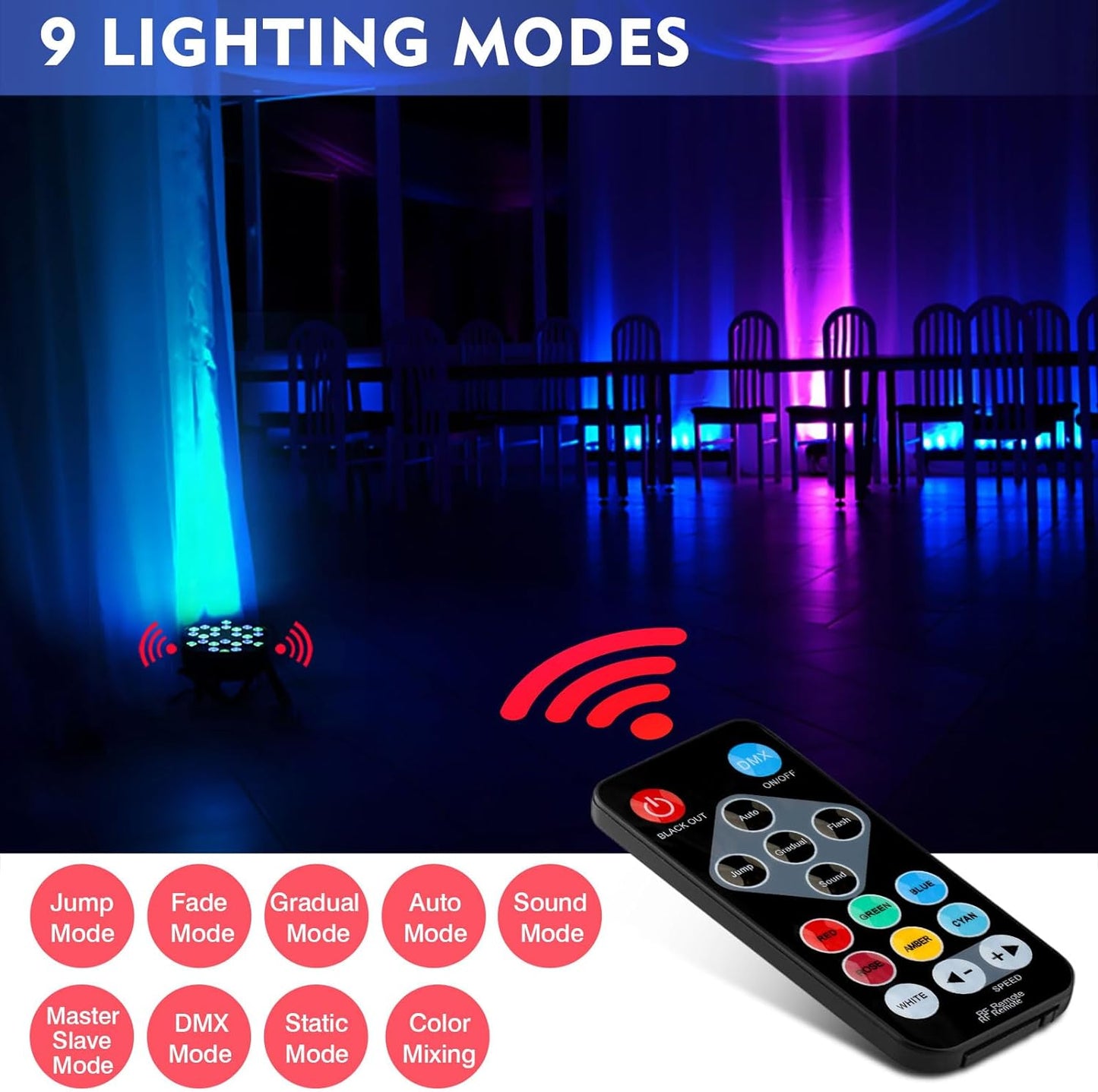 36LEDs Battery Powered Rechargeable RGB Par Lights with Remote, free shipping to US