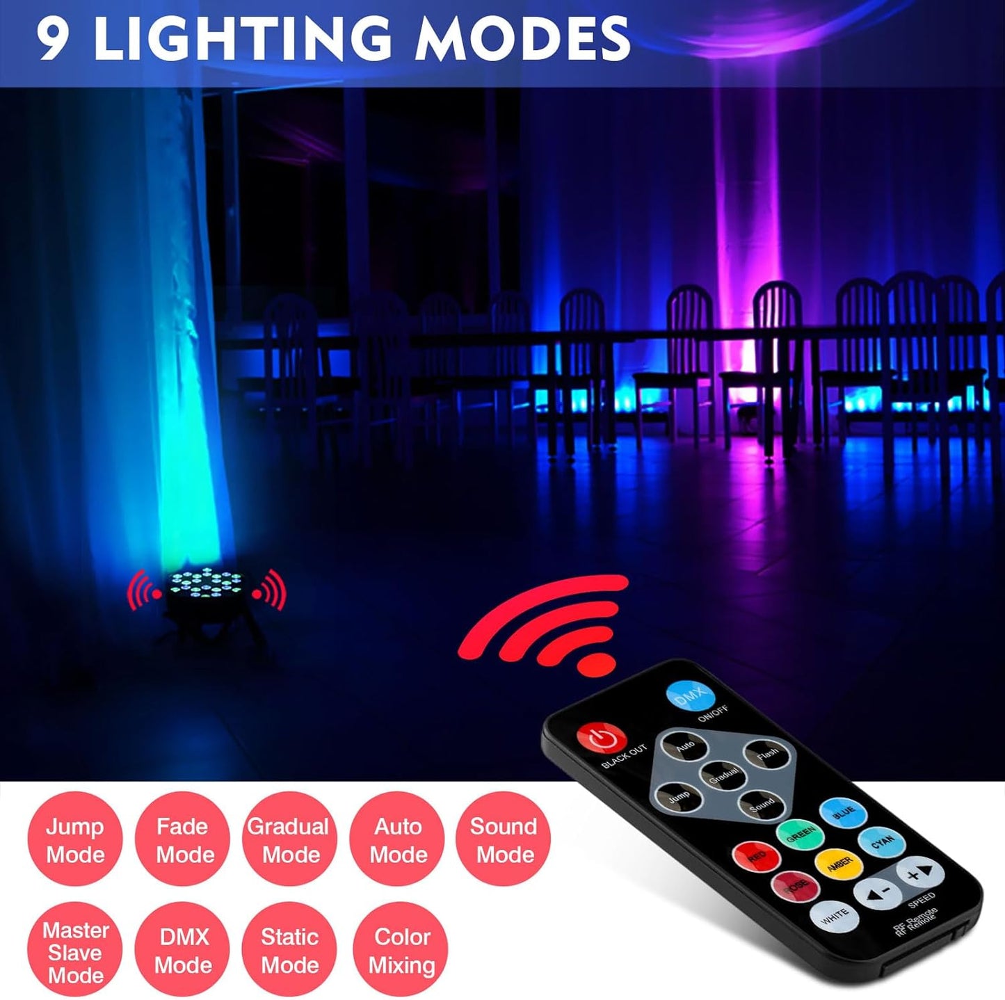 36LEDs Battery Powered Rechargeable RGB Par Lights with Remote, free shipping to US