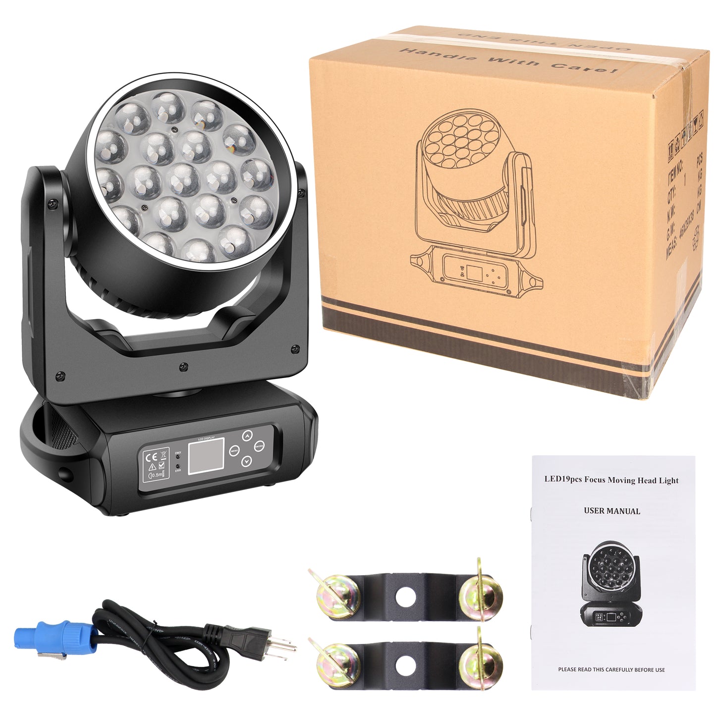 300W LED Zoom Moving Head Wash with Ring, Free Shipping to US