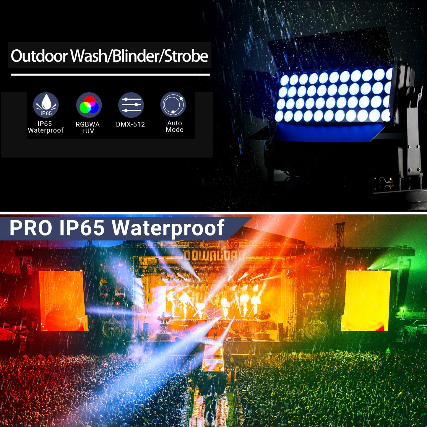 600W RGBW 4in1 LED Outdoor IP65 Wash Light with Barn Door
