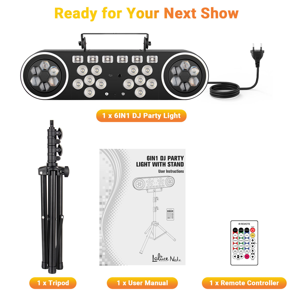 DJ Lighting System with Pattern Laser Blacklight Strobe Light
