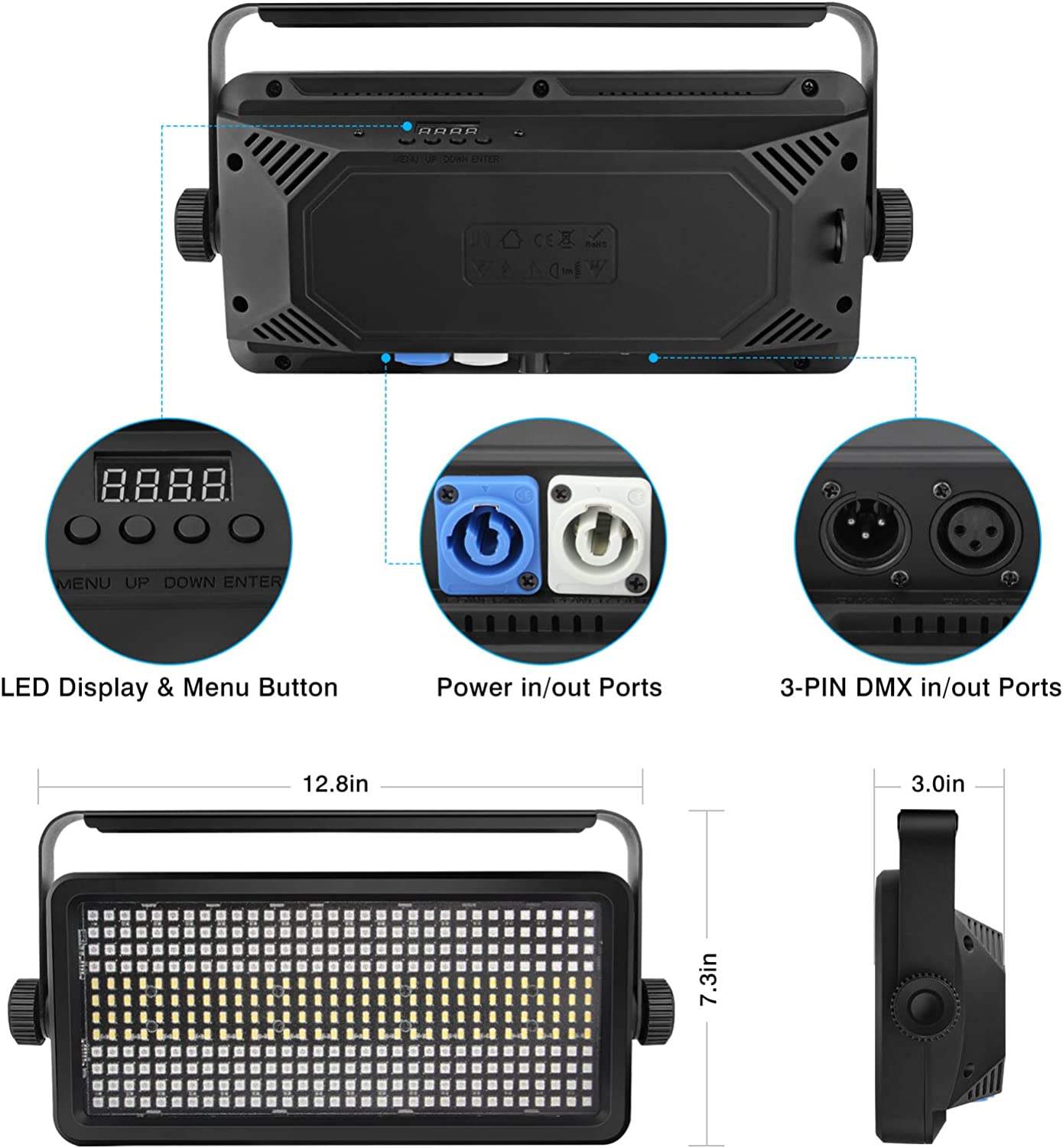 120W RGBW DJ Strobe Light with Chasing Effects