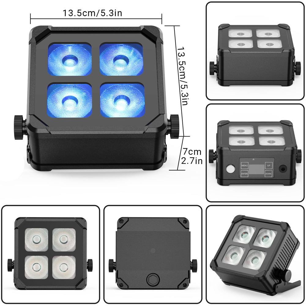 Outdoor 60W RGBWAUV 6IN1 Battery Powered Wifi APP Control Par Light with 2.4G Wireless DMX