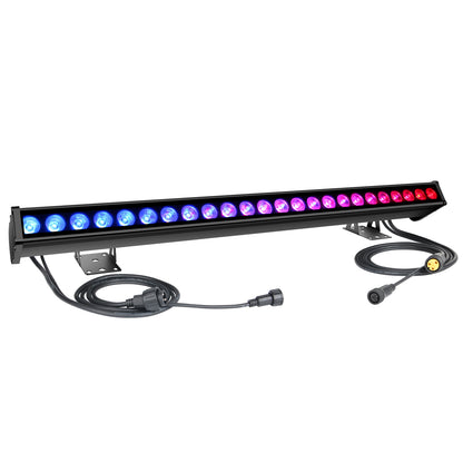 Outdoor 24LED RGBWAUV 6in1 IP65 Aluminum LED Wall Washer Light Bar, Free Shipping to US