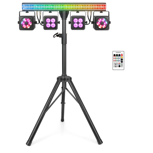LED DJ Lighting System with Pixel Bar BeeEye Par Light and Tripod Stand, Free shipping to US