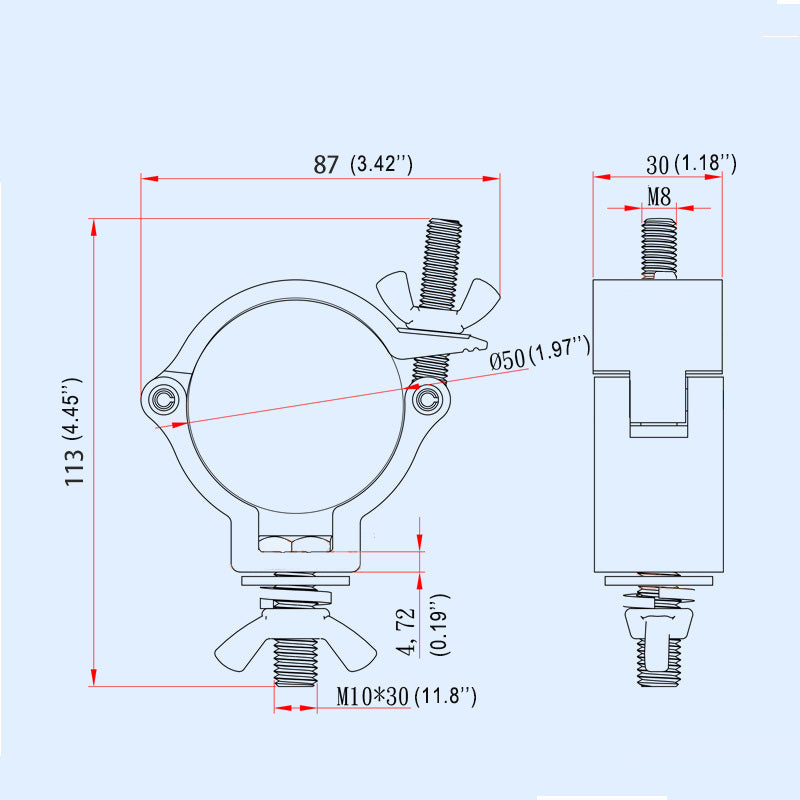 Heavy Duty 220 lb Aluminum Alloy Mounting Clamp for 1.89-2.0 Inch Truss