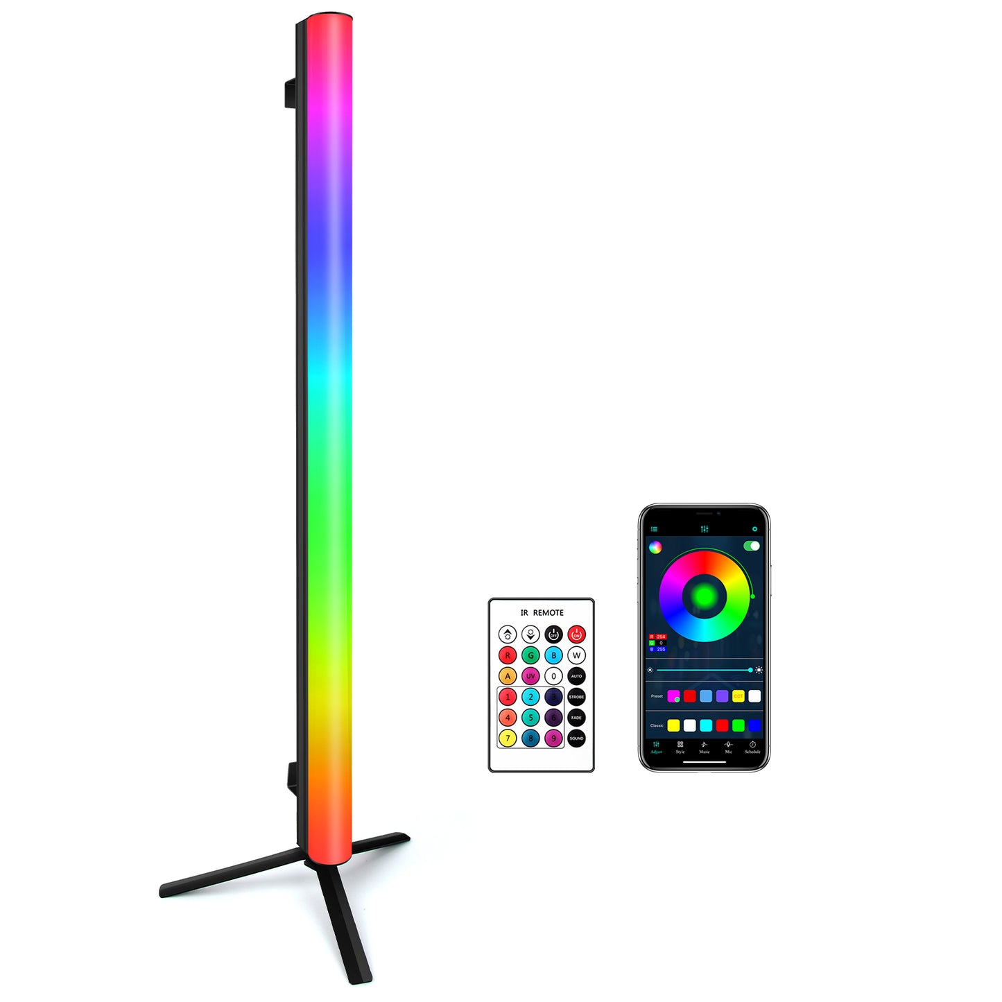 LaluceNatz 96W Battery Powered RGBWY 5in1 LED DJ Pixel Control Effect Light Bar with Detachable Tripod