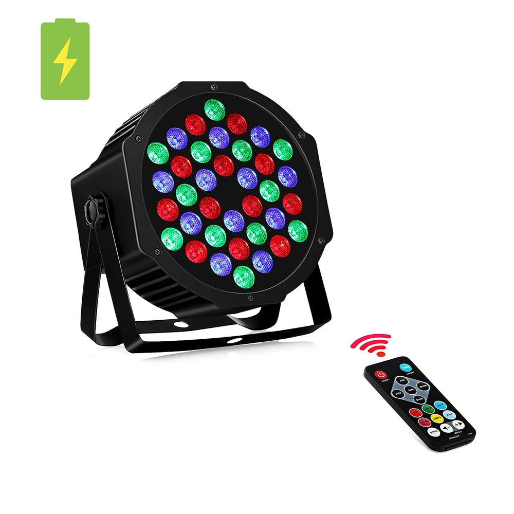 36LEDs Battery Powered Rechargeable RGB Par Lights with Remote, free s ...