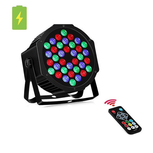 36LEDs Battery Powered Rechargeable RGB Par Lights with Remote, free shipping to US
