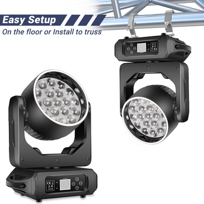 300W LED Zoom Moving Head Wash with Ring, Free  Shipping to US
