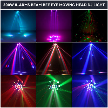 200W LED Hybrid Moving Head Effect Light with 8 Arms, Free  Shipping to US