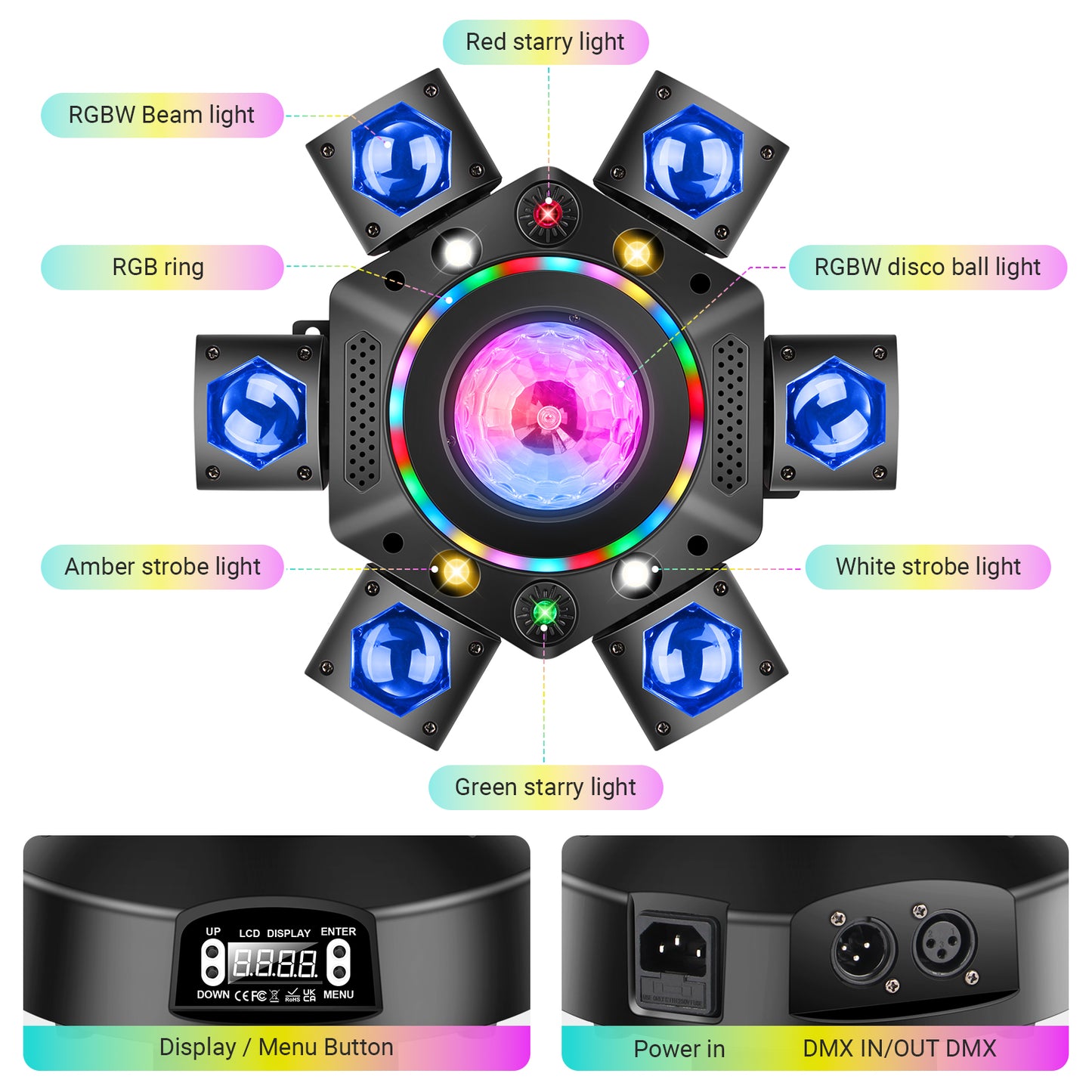150W LED Versatile Moving Head Light with 6 Arms, Free  Shipping to US