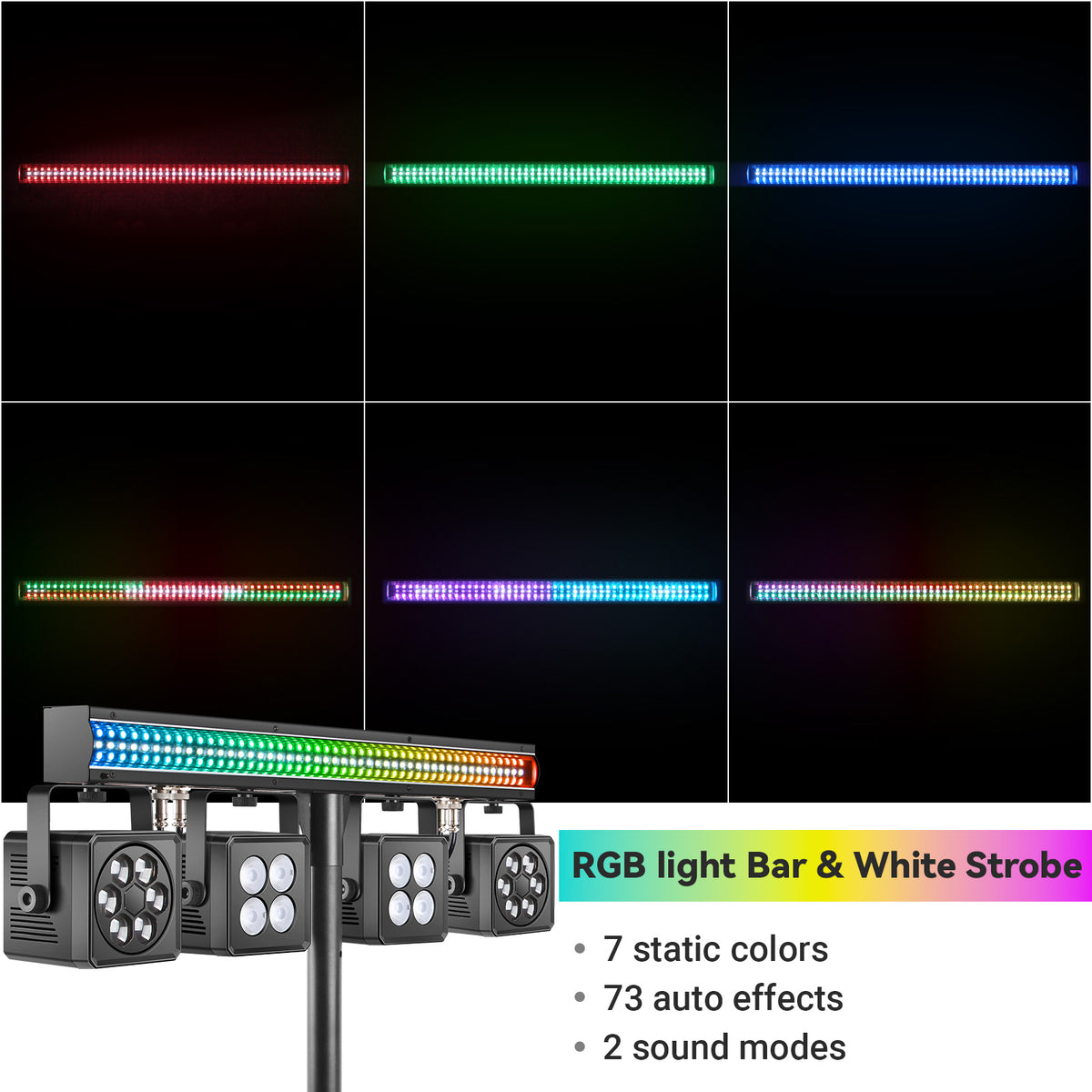 LED DJ Lighting System with Pixel Bar BeeEye Par Light and Tripod Stand, Free shipping to US