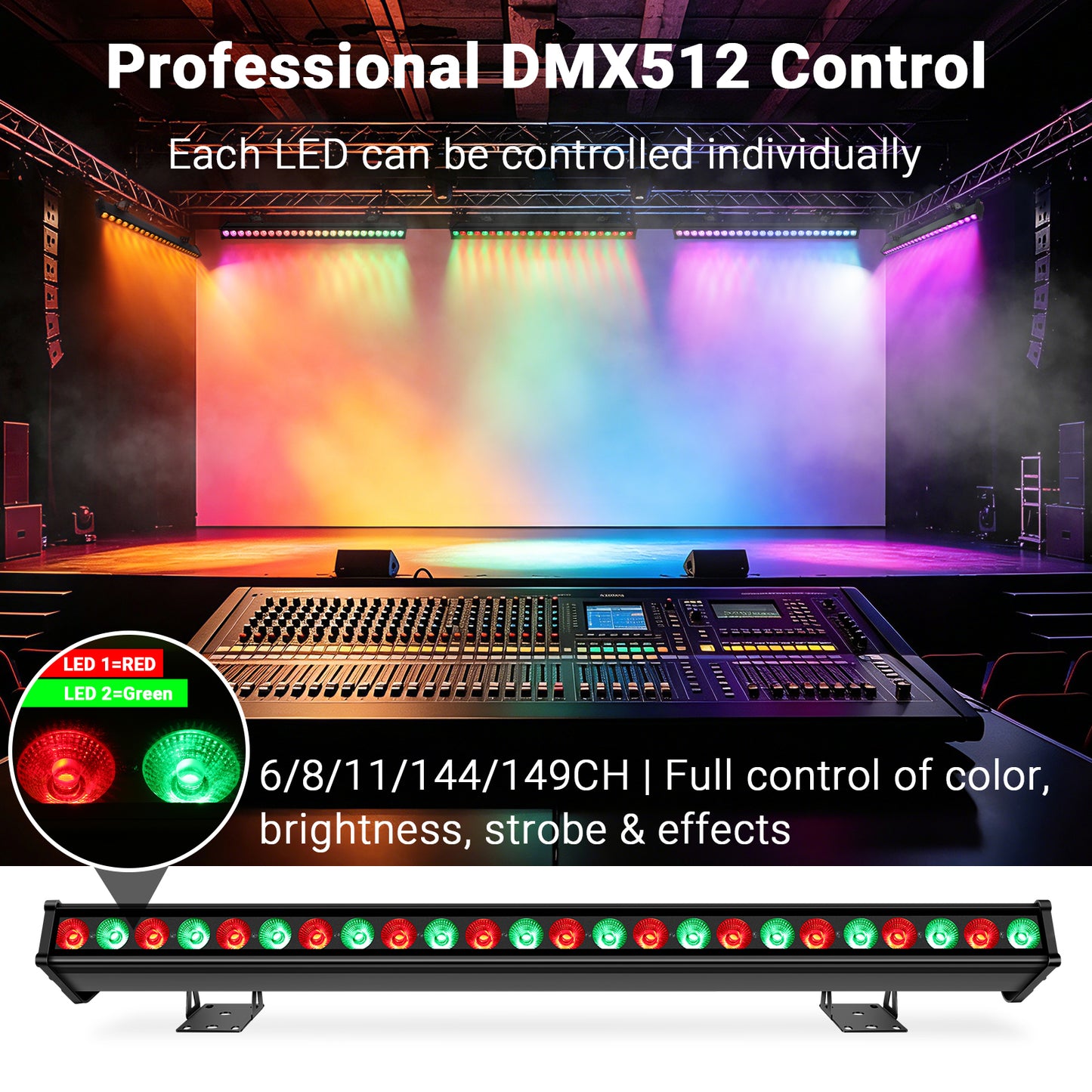 Outdoor 24LED RGBWAUV 6in1 IP65 Aluminum LED Wall Washer Light Bar, Free Shipping to US