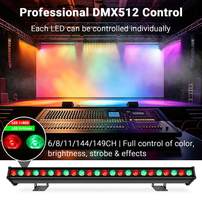 Outdoor 24LED RGBWAUV 6in1 IP65 Aluminum LED Wall Washer Light Bar, Free Shipping to US