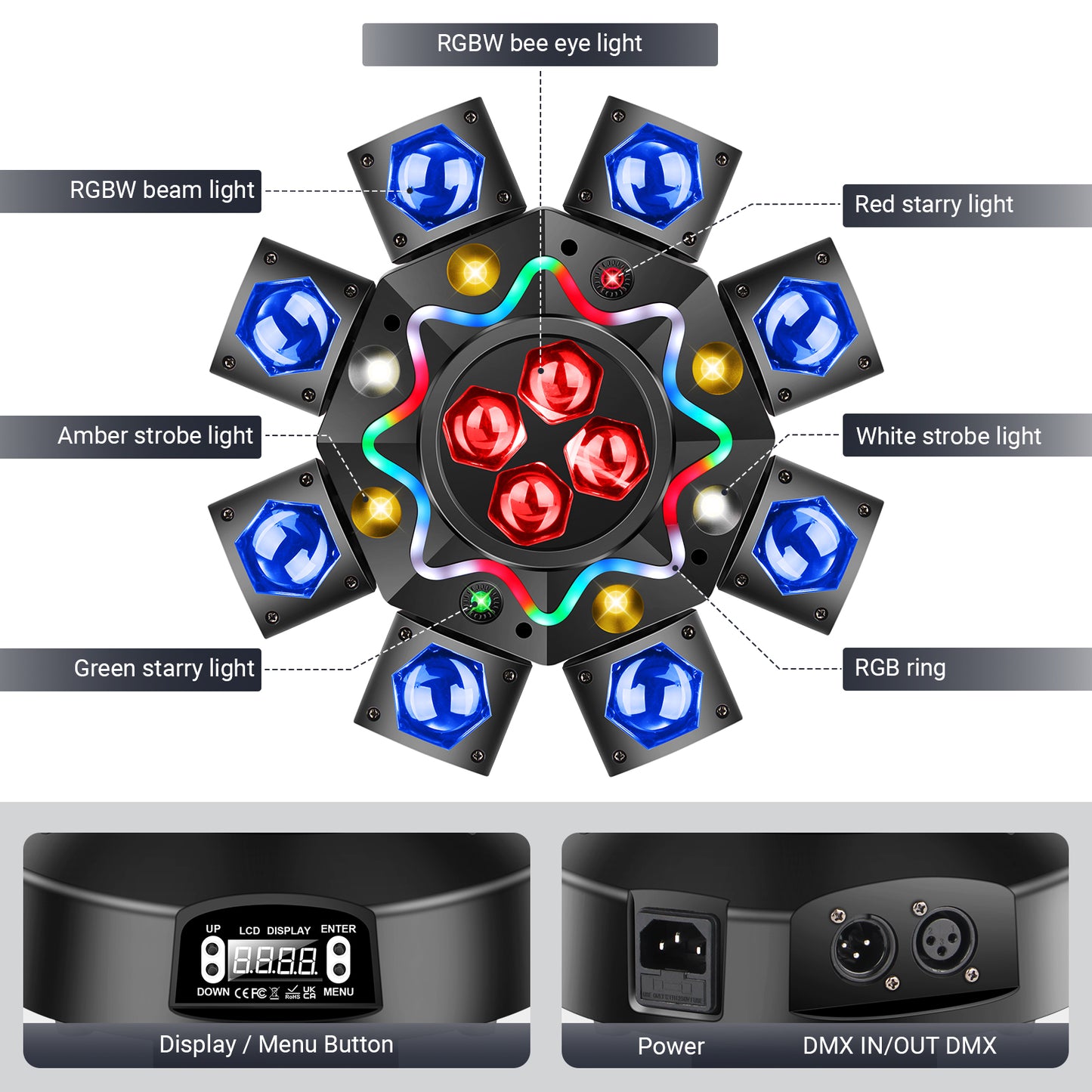 200W LED Hybrid Moving Head Effect Light with 8 Arms, Free  Shipping to US