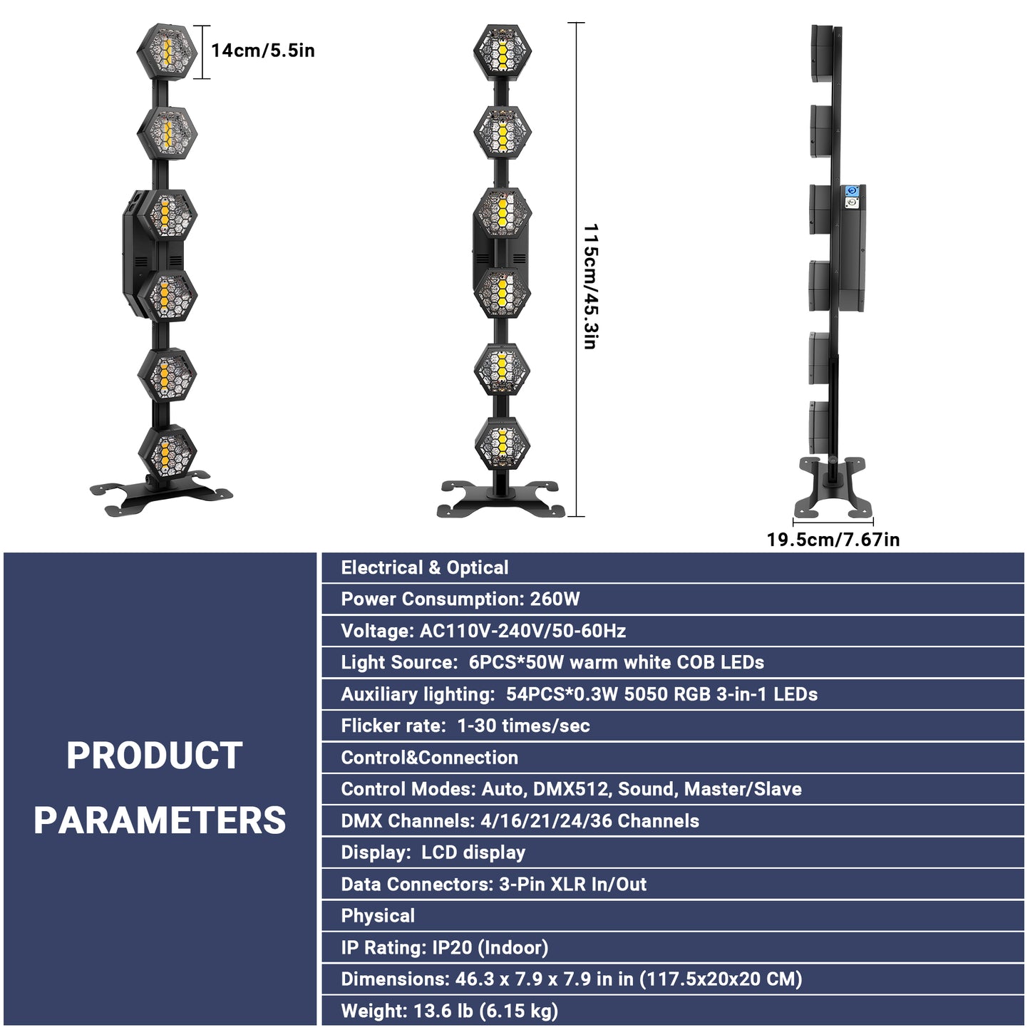 6x50W Retro Stage Light with Stand, Free  Shipping to US