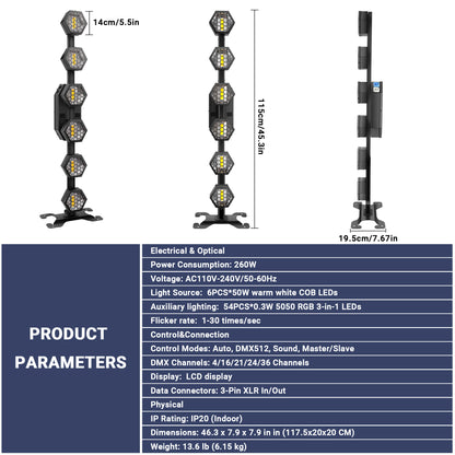 6x50W Retro Stage Light with Stand, Free  Shipping to US