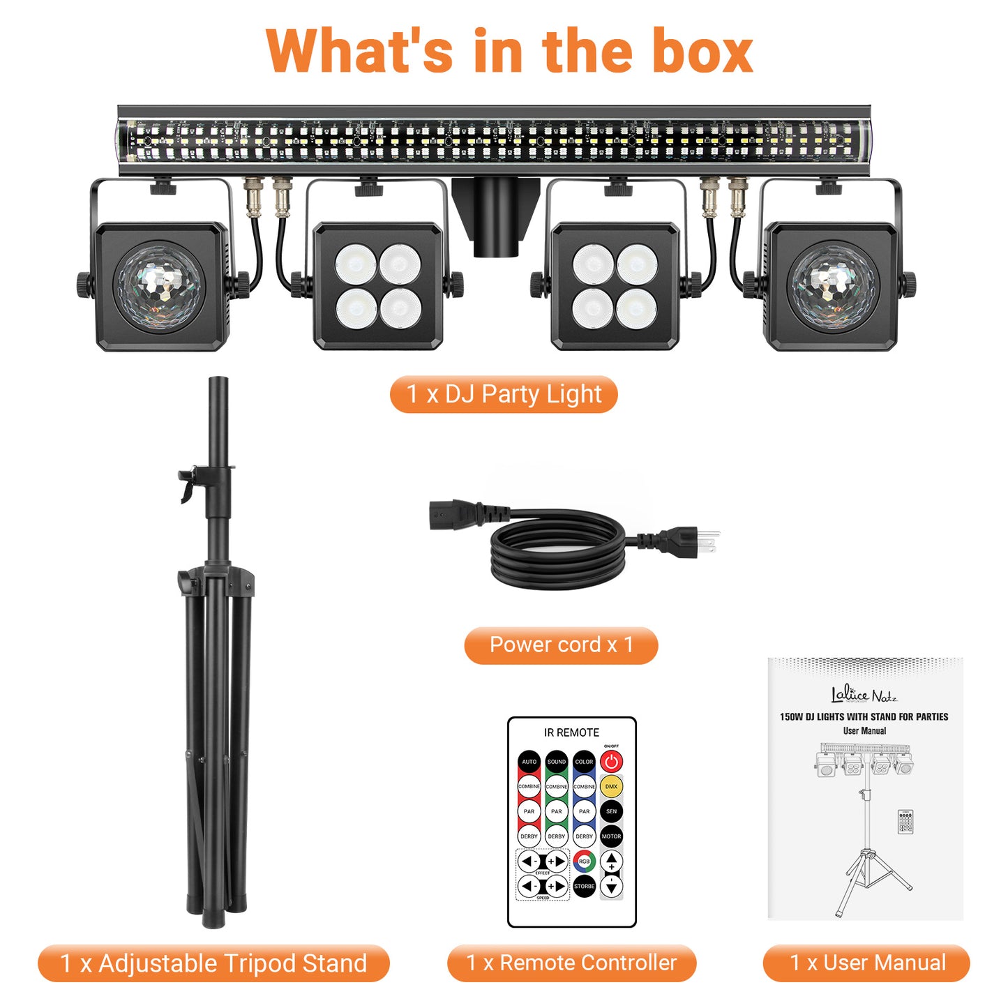 LaluceNatz DJ Lighting System with Pixel Bar Par Light Disco Ball and Tripod Stand, Free shipping to US