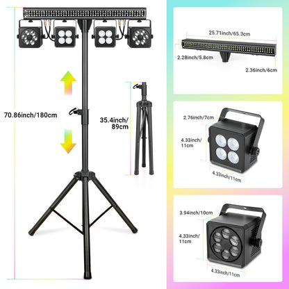 LED DJ Lighting System with Pixel Bar BeeEye Par Light and Tripod Stand, Free shipping to US