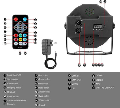 36LEDs Battery Powered Rechargeable RGB Par Lights with Remote, free shipping to US