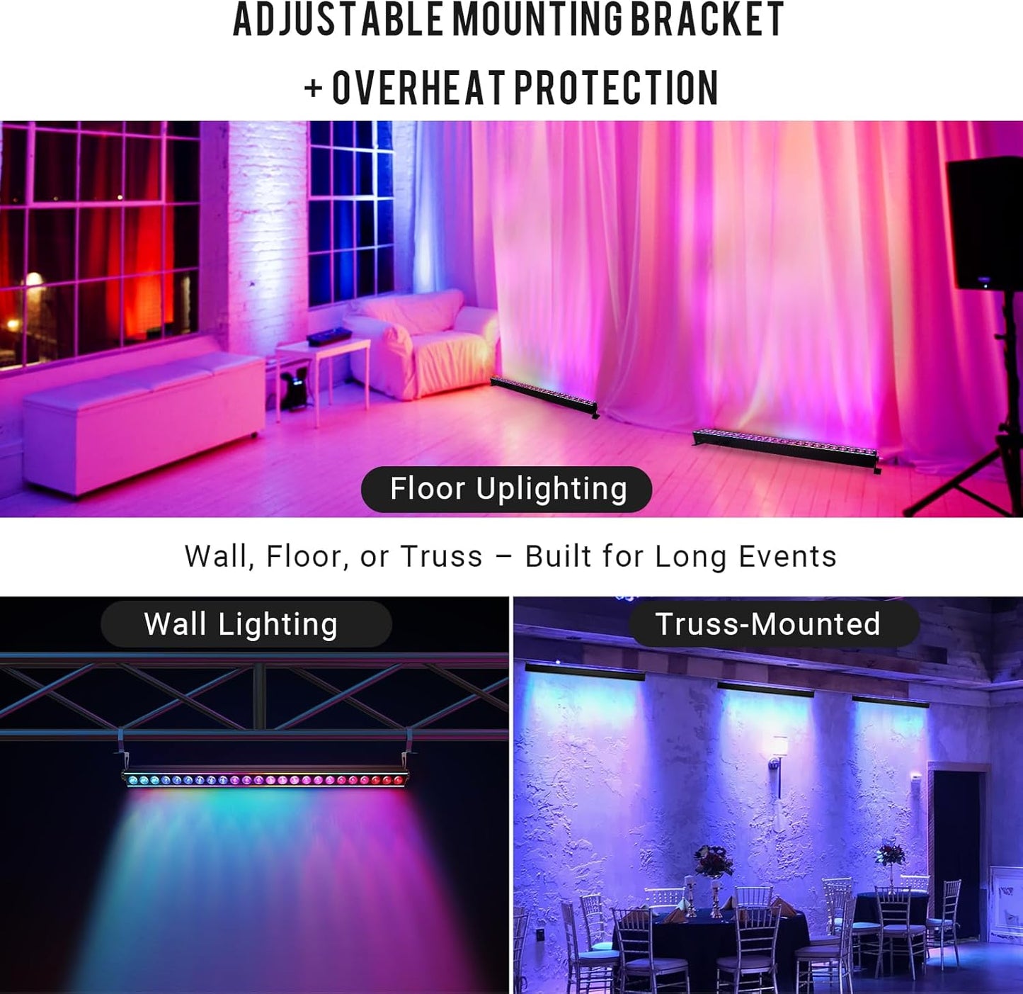 LaluceNatz 24LED RGBW 4in1 LED Wall Wash Light Bar with RGB strips, Free shipping to US
