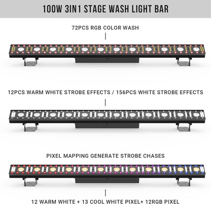 LaluceNatz Battery Powered Multi Effect LED DJ Beam Strobe Effect Light Bar with Remote and 2.4G Wireless DMX， Free  Shipping to US