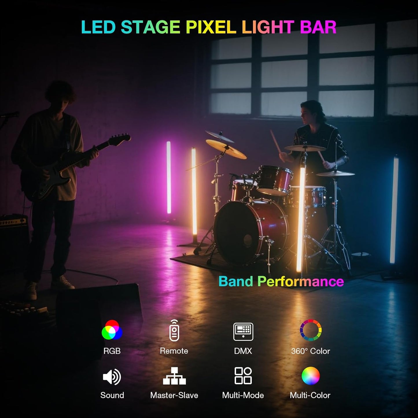 120LED 360 Degree RGB 3in1 LED DJ Pixel Tube Light Bar with Remote
