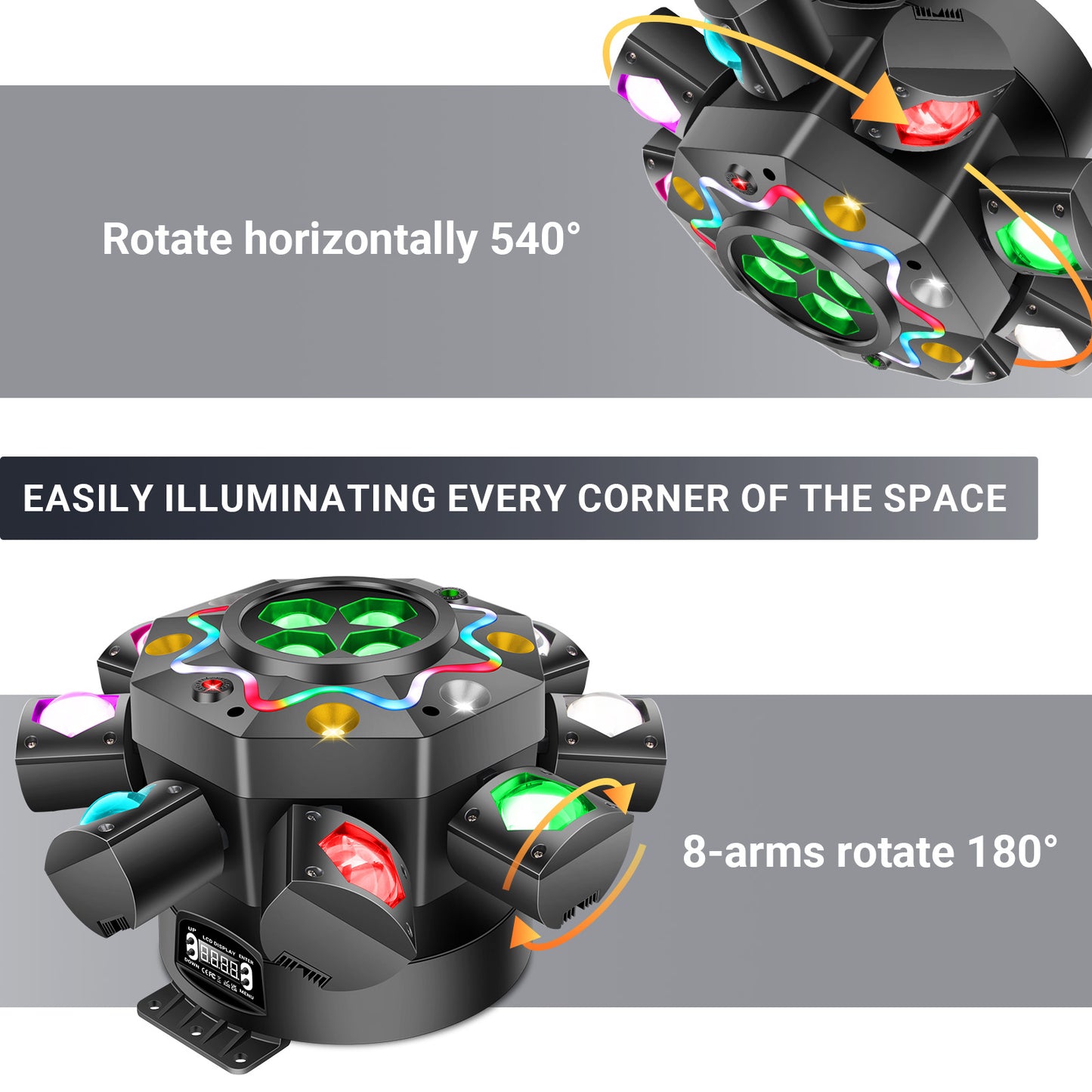200W LED Hybrid Moving Head Effect Light with 8 Arms, Free  Shipping to US