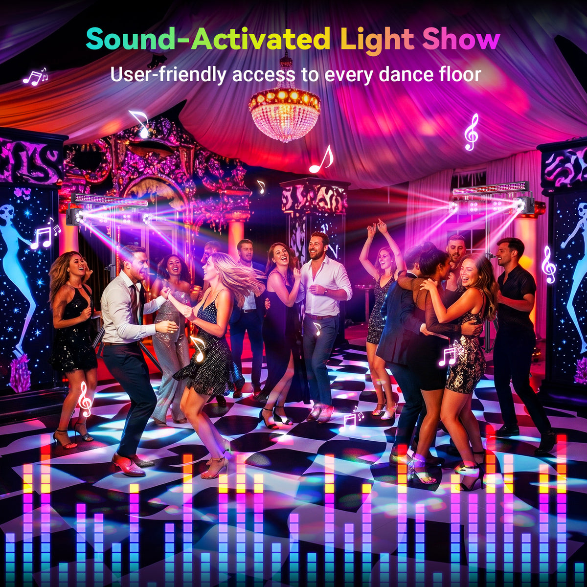 LED DJ Lighting System with Pixel Bar BeeEye Par Light and Tripod Stand, Free shipping to US
