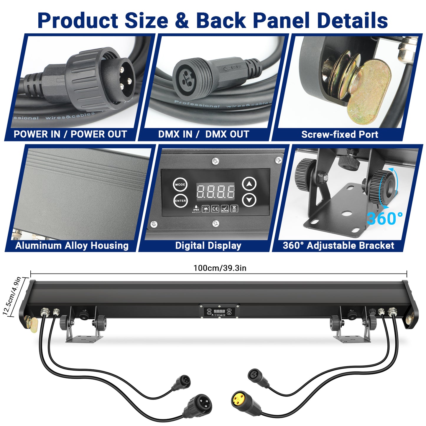 Outdoor 24LED RGBWAUV 6in1 IP65 Aluminum LED Wall Washer Light Bar, Free Shipping to US