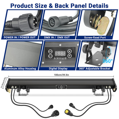 Outdoor 24LED RGBWAUV 6in1 IP65 Aluminum LED Wall Washer Light Bar, Free Shipping to US