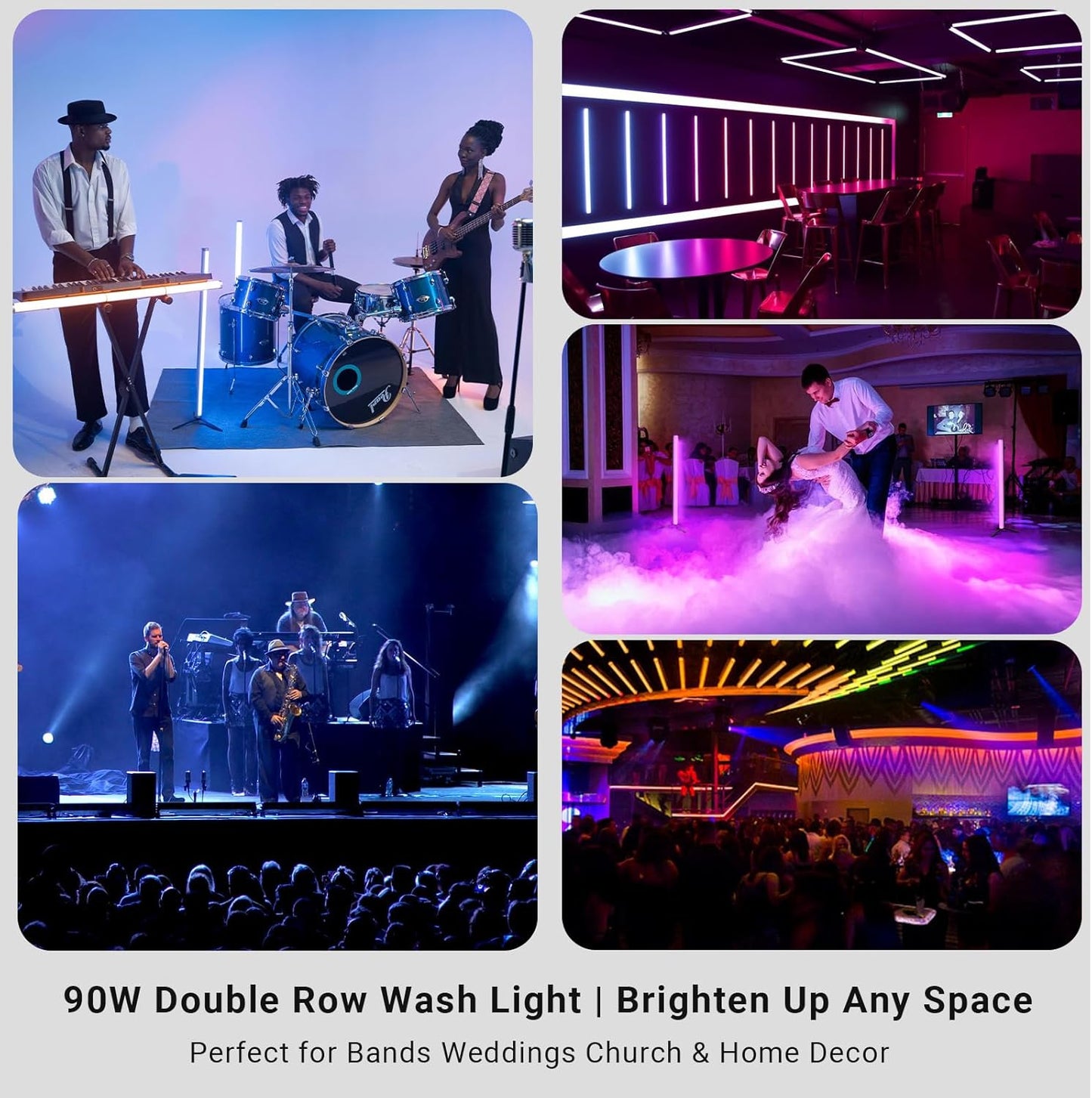 LaluceNatz 60W Battery Powered RGBWY 5in1 LED DJ Pixel Control Effect Light Bar with Detachable Tripod