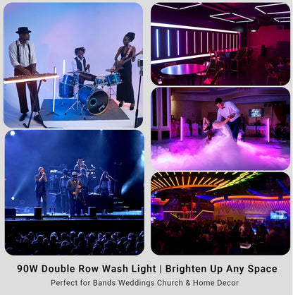 LaluceNatz 60W Battery Powered RGBWY 5in1 LED DJ Pixel Control Effect Light Bar with Detachable Tripod