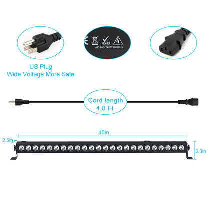 LaluceNatz 40" 96W 24 LED RGBA 4in1 Stage Wash Light Bar, free shipping to US