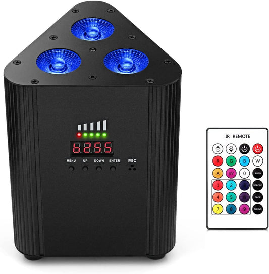 LaluceNatz 3LEDs RGBW 4IN1 Battery Powered Stage Par Light, Pack of 6